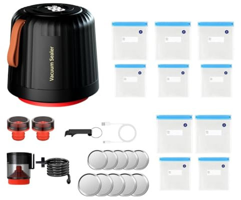 GREOHNMPAW Jar Vacuum Sealer, Electric Jar Vacuum Sealer Kit with Wide & Regular Mouth Lids