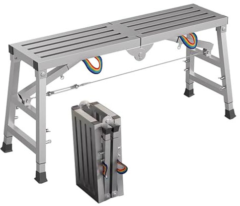 Plataforma de Trabajo Plataforma De Trabajo Plegable Para Espacios Pequeños, Andamio Ajustable, Escalera Resistente, Taburete Para El Hogar, La Oficina, El Taller Y El Garaje, Carga Máxima De 500 Libr