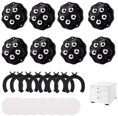 8 Pièces Mini Roulettes pour Meubles,Roue Mobile Universelle 360 Avec 5 Billes,Roulettes Auto-adhésives avec Adhésif et Frein,Charge Lourde Petites Roulettes à Billes,pour Petit Électroménager Machine