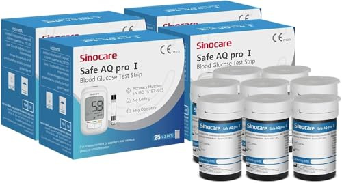 sinocare Safe AQ Pro I Blutzuckerteststreifen Set zur Blutzucker-Messung,Blutzuckerteststreifen 200(Nur Teststreifen, keine Lanzetten)
