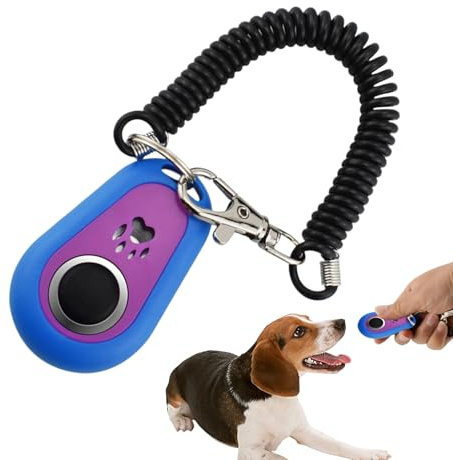 Clicker Hundetrainer – Doppelfarbiger Haustier-Klicker-Trainer für Hunde – Tierverhaltensunterstützung mit Handgelenkschlaufe, ovales Design für kleine, mittelgroße und große Rassen