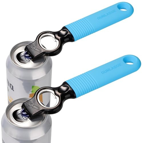 DUNLAGUE 2-in-1 Soda Can Tab & Beer Bottle Opener, Blue, 2-Pack