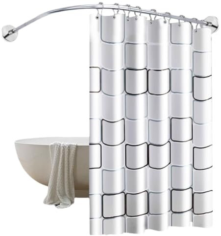 Serenitison Astina Doccia Angolare in Acciaio Inossidabile a L,Asta per Tendas da Doccia per Vasca da Bagno,Asta per Tende da Doccia A Curva Telescopica,Bastone Doccia Angolare,per Angolo Vasca