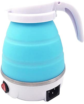 LOVIVER Bollitore Elettrico Pieghevole da Viaggio, Bollitore Elettrico Pieghevole in Silicone Alimentare Bollitore Piccolo, 600 Ml, 110-, Blu