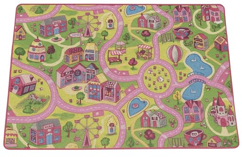 Internethandel Pfordt Spielteppich Straße Sweet Girls, 95x133 cm, Teppich Kinderzimmer aus Polyamid, Kinderteppich mit Vlies Rücken