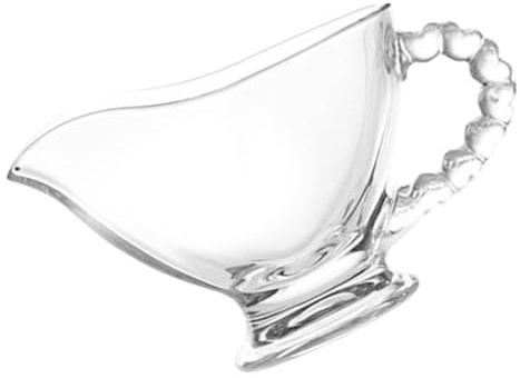 ULTECHNOVO Salsera De Cristal Transparente 120 Ml Con Mango En Forma De Corazón, Jarra Para Salsa y Leche Multifuncional, Apta Para Hogar y Restaurantes, Dispensador Ergonómico Para Cocina y Servicio