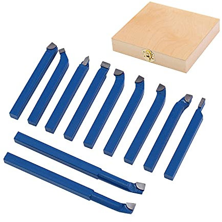 KATSU 11 Pezzi Tornio Fresatura Utensili da Taglio Set 8 x 8 mm Punta in Carburo Cementato Punta Saldatrice Brasata Fresa per Torni CNC Ingegneria della Lavorazione dei Metalli 11011808