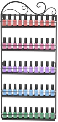 ERYTLLY Wall Mounted Nail Polish Rack, Rectangle Nail Storage Organizer, Salon Shelf Organizer (Black)