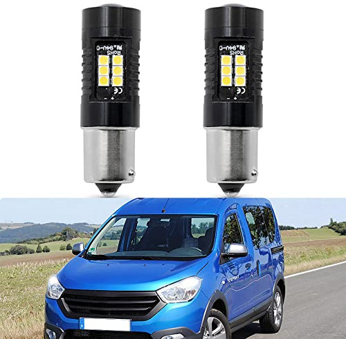 NSLUMO bombillas LED DRL BA15S 1156 P21W 7506 para 2012-up Dacia Lodgy | Dokker luces diurnas 1200LM 6000K blanco xenón 21x3030 SMD proyector DC 9-15V haz de 360° 2PCS