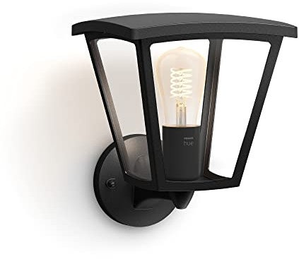 Philips Hue Inara Wandlamp - Warmwit Licht - IP44 Waterbestendige Muurlamp - Dimbaar - Buitenverlichting - Verbind met Hue Bridge - Werkt met Alexa en Google Home - Zwart
