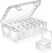 Mathtoxyz Bead Organiser Storage Box, 15 Pcs Small Plastic Storage Boxes Clear Clay Beads Storage Containers Case with Hinged Lid and Rectangle for Craft DIY Diamond Small Parts Rhinestone