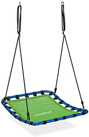 Relaxdays Nestschaukel, Kinder & Erwachsene, bis 100 kg belastbar, höhenverstellbar, BxT 76x103 cm, Gartenschaukel, grün