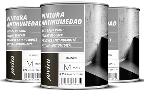 JOVIRA PINTURAS Pintura Antihumedad Blanco Mate. Impermeabiliza, protege y aísla fachadas, muros, paredes. (3x750 Mililitros, Antihumedad) K-26A-3