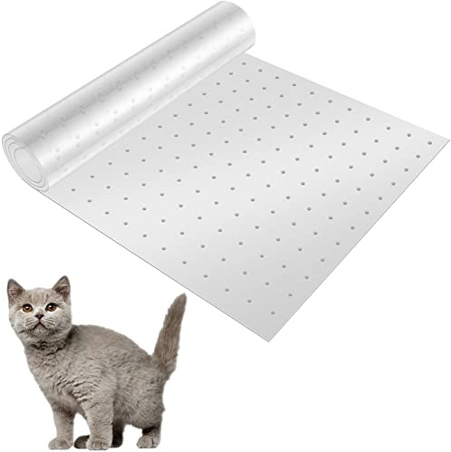 Beenle-Icey Carpet Cat Scratch Protector with Nail Bottom Non-slip Cat Scratching Transparent Anti Dog Scratch Pad Reusable Door Guard for Door Hallway(38 * 110cm)