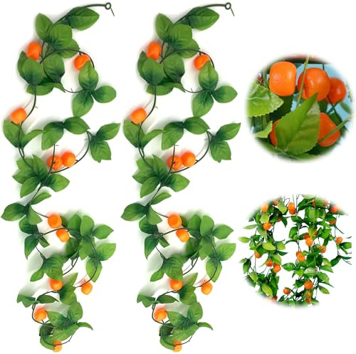 LONGHAO 2 Stück,KüNstliche Frucht Rattan,Künstliche FrüChte Dekoration,Künstliche Kunststoff Orange,Kumquat-SpießE Aus Kunststoff,Künstliche Obst- Und GemüSedekoration,Zur Dekoration,Schießrequisiten