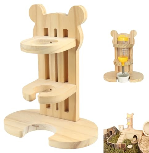 Hamster Wasserspender, Hamster Trinkflasche, Haustier Automatischer Wasserspender, Kaninchen und andere Kleintiere (Holz)