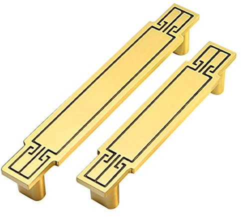 2er-Pack Möbelgriffe aus massivem Messing, Küchengriffe, Gold, Schubladengriffe, Vintage-Küchengriffe, Schrank, gebürstete Zuggriffe für Tür, Kleiderschrank, Schlafzimmer (192 mm/7,6 Zoll, Gold)