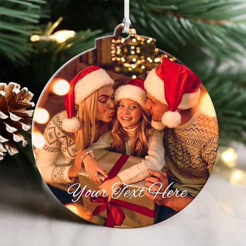 Personalised Christmas Bauble Decorations with Photo Xmas Baubles 2025 Personalised Christmas Tree Decorations Custom Xmas Bauble Gifts for Mom Dad Family Kids Friends