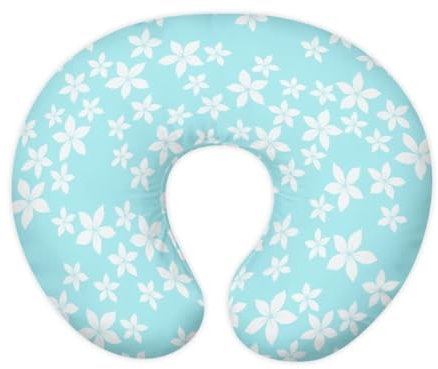 Jeiento Weiße Kirschblüten-Stillkissenbezüge, blauer Kissenbezug, hochwertiger schnelltrocknender Stoffbezug für Babys, Mädchen und Jungen, Stillkissenbezug