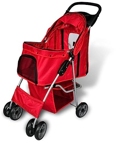FENLAX Hundewagen Hundebuggy Rot 37x80x99 cm Hundebuggy für Kleine Hunde Wagen für Katzen Wagen für Hunde Katzenwagen für Draußen Haustier-Buggy für Hunde und Andere Haustiere