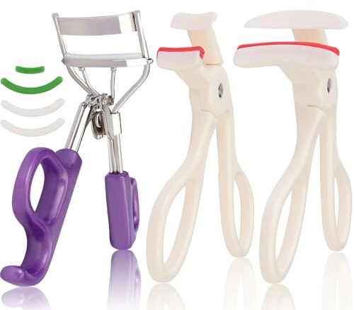 Dexspoeny 3PCS Eyelash Curlers, Lash Curler and Silicone Refill Pads Eye Lash Curler Wide Angle,Localized No Pinching,Pulling Eyelashes for Beginner Women,Girls,Lady Makeup Tool Eye Curler