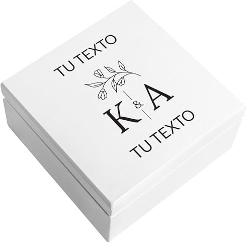 Creative Deco Hochzeitsgeschenke Personalisiert für Brautpaar | Weiß | Geschenk zur Hochzeit | Erinnerungsbox Schmuckkästchen Holzkiste mit Deckel Hochzeitsgeschenk Personalisierte Ringschatulle