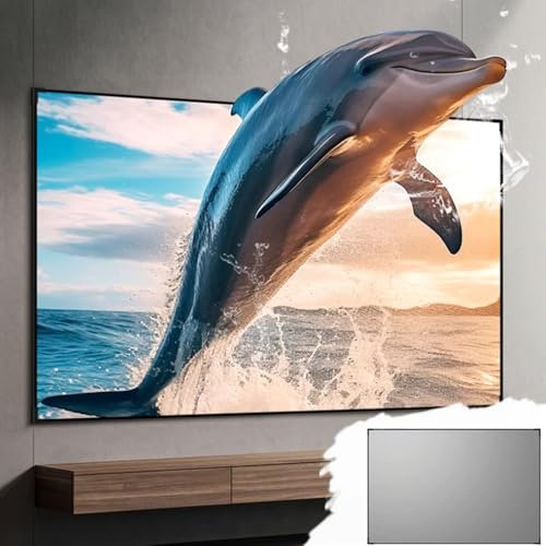 ZIUSFAC Écran De Projecteur sur Cadre Fixe 72 Pouces Ecran Projecteur Mural Écran De Projection 16:9 8K 4K Ecran Videoprojecteur avec Cadre Fin Toile De Projection - Matériau Gris(60in-4:3)