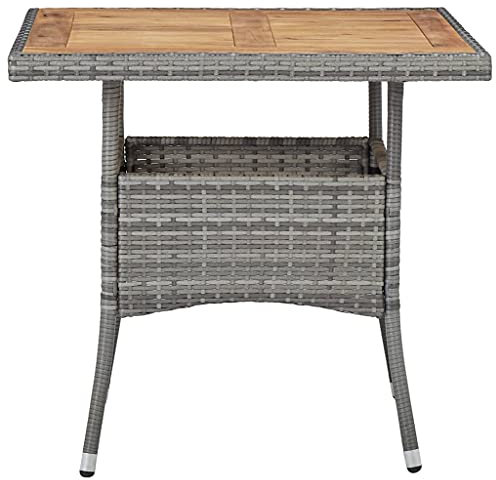 HETFTJN Table de tente à bière, table de camping, table d'appoint, petite table de camping, table à manger de jardin, table à manger de jardin, en polyrotin et bois massif d'acacia pour terrasse