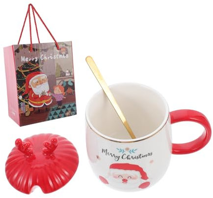 SHOWERORO 1 Satz Keramik-weihnachtstassen Mit Geweih-deckel Passend Für Kaffee Tee Und Wasser Als Geschenktasse Für Zuhause Und Büro