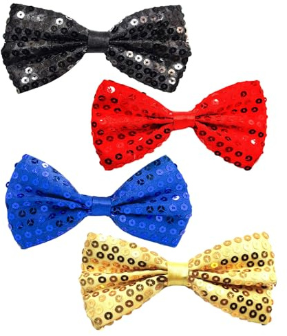 EUPSIIU 4 Pièces Noeud Papillon à Paillettes pour Homme - Pré-Cravate pour Fête, Banquet, Mariage, Disco