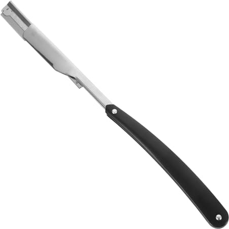 Baluue Rasoir Droit Métal pour Homme Rasoir Manuel de Sécurité Compact et Facile Utilisation Noir