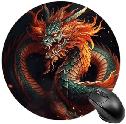 Chinesischer Drache, rundes Mauspad, lustiges kleines Mauspad, wasserdicht, rutschfest, Gummi, Gaming-Pads, Heimbüro, Dekoration, Schreibtischzubehör, 20 x 20 cm