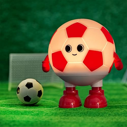 Fußball Nachtlicht Kinder, Süß Leuchtender Fußball Geschenke für Jungs und Mädels, Stilllicht Dimmbar Nachtlampe Kinderzimmer, Akku Silikon Lampe Baby Streichellicht Kawaii Deko für Zimmer (Rot)