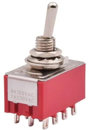 Mini interruttore a levetta rosso SPDT DPDT 2 3 posizioni ON-ON ON-OFF-ON con cappuccio MTS-102 103 202 203 302 303 402 403 5 pezzi(12 Pins No Cap,5PCS_ON-OFF-ON)