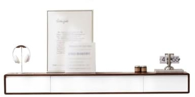 Lizhuzhuzs28 Moderne Meuble TV Mural Flottant avec 2 tiroirs et Console multimédia Console(Blanc,Petit)