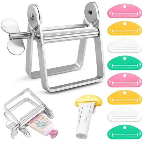 GZcaiyun Exprimidor de pasta de dientes, exprimidor de tubos para todos los tubos, exprimidor de tubos de aluminio y 8 exprimidores de plástico para pasta de dientes, pintura acrílica, medicamentos