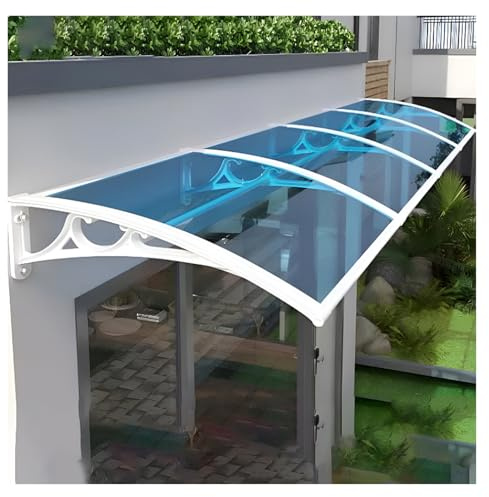 Utomhusmarkis med aluminiumlegeringskonsol – slagtålig baldakin för ytterdörr, innergårdar och däck (blå 80 x 100 cm) – väderbeständigt skydd