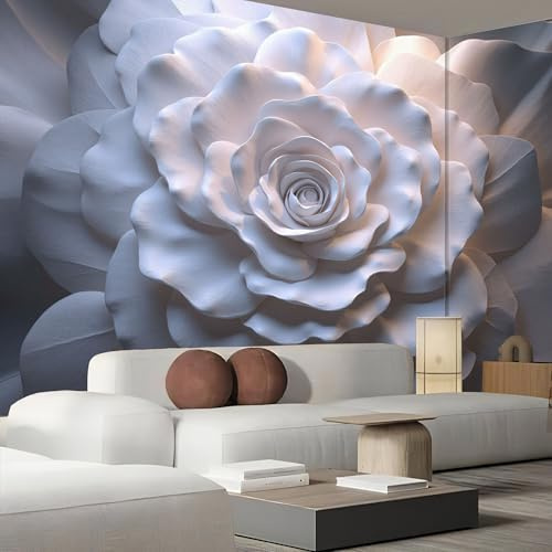 Carta Da Parati Effetto 3D Strato Su Strato Petali 400×280cm, Fotomurali Non Tessuto XXL, Decorazione Poster Arte Murale Rosa Rilievo Gesso per Casa Ufficio Camera Letto Soggiorno