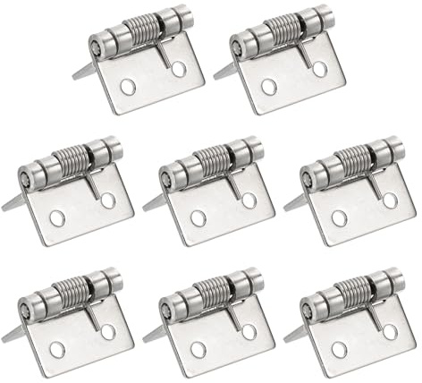 QUARKZMAN Cerniere a Molla Caricate Acciaio Inossidabile 1 Argento 8pz | Molla Auto-Apertura Piccola Cerniera, per Porte di Armadi Scatole Fai da Te Hardware