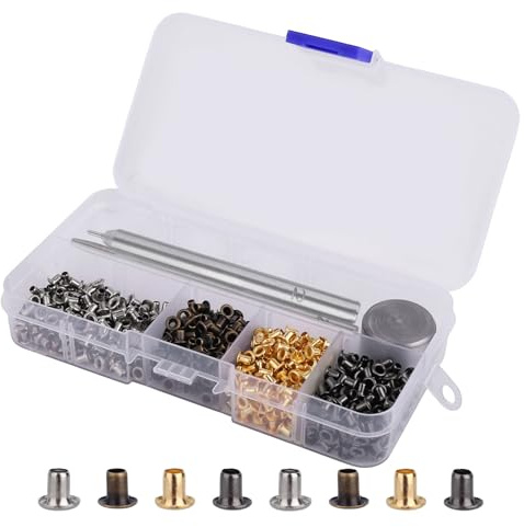 2mm Métal Œillet Kit 800pcs avec 3pcs Installer Outil & Stockage Boîte, Mini Cuivre Œillets pour Chaussures Sacs Vêtement Cuir Artisanat DIY Réparation et Décoration Projets