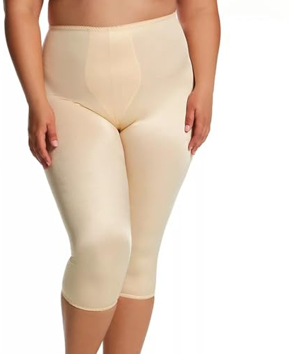 Rago Style 920 | Capri Pant Liner Light Shaping | Satin Four-Way Stretch | Tummy Hip & Thigh Smoothing | Made in USA | (Beige|4X/38)