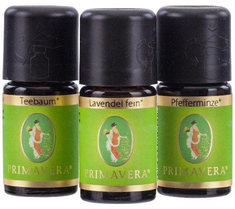 PRIMAVERA LIFE Teebaumöl 5ml + Lavendel fein 5ml + Pfefferminze 5ml Aromatherapie - Set