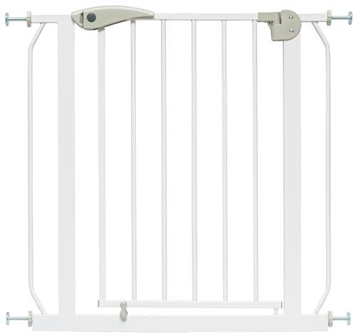 ib style Cancelletto per Bambini di Sicurezza Berrin 105-115 cm - Scale e Porte, Senza forature, Metallo, 90° Stop, Anche per Cani e Animali Domestici, Bianco