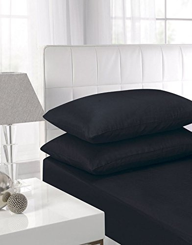 Niys Luxury Bedding Spannbettlaken, extra tief, 40 cm tief, Perkal King Size Schwarz