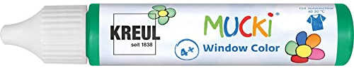 KREUL 24413 - Mucki Window Color, dunkelgrün, 29 ml Pen, Fenstermalfarbe auf Wasserbasis, parabenfrei, glutenfrei, laktosefrei, vegan, leicht vermalbar, auswaschbar