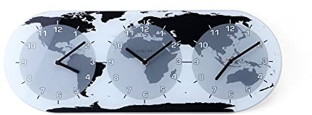 NeXtime Wanduhr MONDIAL, mit 3 Ziffernblätter, aus Glas, 50 x 18,6 cm