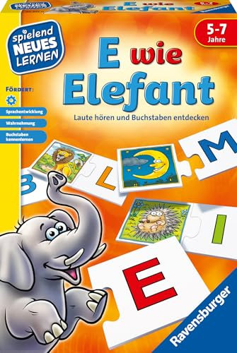 Ravensburger 24951 - E wie Elefant - Spielen und Lernen für Kinder, Lernspiel für Kinder von 5-7 Jahren, Spielend Neues Lernen für 1-4 Spieler