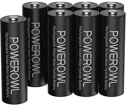 POWEROWL Rechargeable AA Batteries,2800mAh High Capacity Batteries 1.2V NiMH Low Self Discharge Pack of 8
