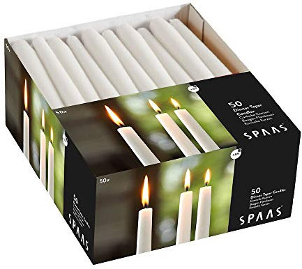 Spaas - 50 Bougies de Ménage Festilux 23/250 mm, 8 Heures - Blanc