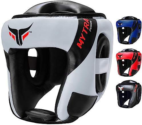 Mytra Fusion AD Head Guard Boxing Headgear MMA Headguard Martialarts headgear for Protection & Traing (White Black, S/M)